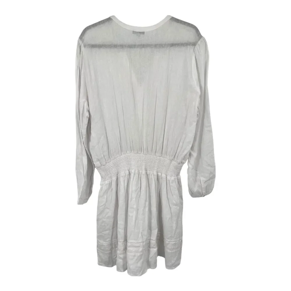 Rails Dress Jasmine smocked waist long sleeve linen mix white size X-Large XL - Picture 5 of 9